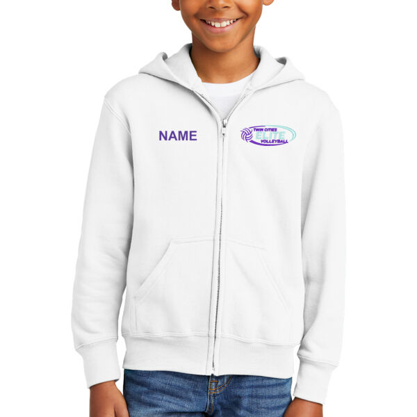 Port & Company® Youth Core Fleece Full-Zip Hooded Sweatshirt - Embroidered Logo **Add Name for $5! ** Thumbnail