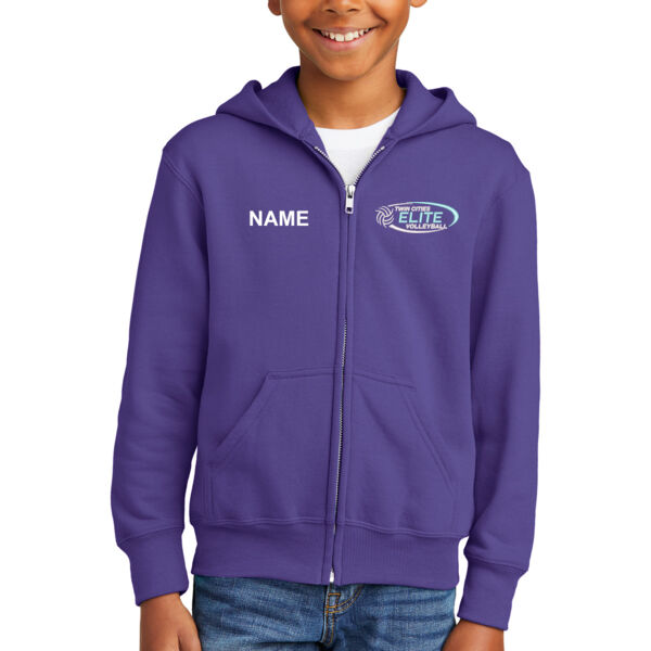 Port & Company® Youth Core Fleece Full-Zip Hooded Sweatshirt - Embroidered Logo **Add Name for $5! ** Thumbnail
